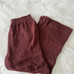 Shade & Shore Women's Burgundy Linen Pants